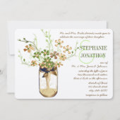 Kupfer Limonen Olivenmason Jar Wild Blume Hochzeit Einladung (Vorderseite)