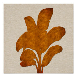 Kupfer Linen Banana Pflanze Collage Canvas Print Poster