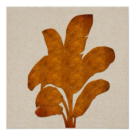 Kupfer Linen Banana Pflanze Collage Canvas Print Poster (Vorderseite)