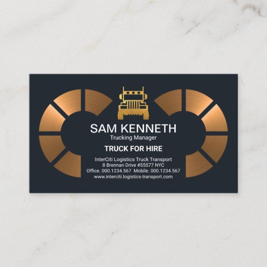 Kupfer Logistic Circles Gold Truck Transport Visitenkarte (Vorderseite)