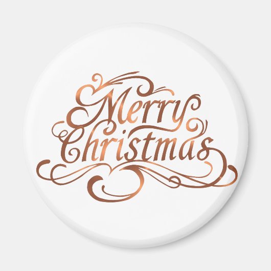 Kupfer-Look Frohe Weihnachtsskriptgestaltung Magnet (Vorne)