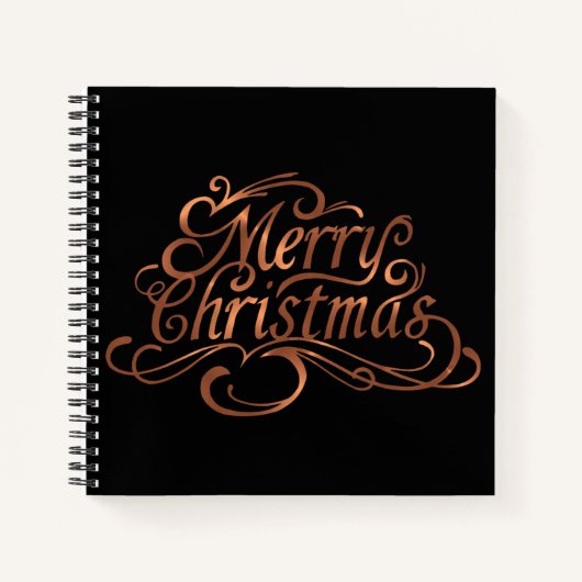 Kupfer-Look Frohe Weihnachtsskriptgestaltung Notizbuch (Vorderseite)