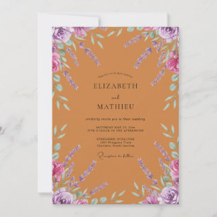 Kupfer-Magenta-Laub-Eukalyptus-Hochzeit Einladung