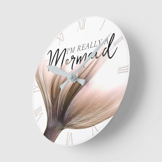 Kupfer-Mermaid-Schwanz | Ich bin wirklich ein Meer Runde Wanduhr (Winkel)