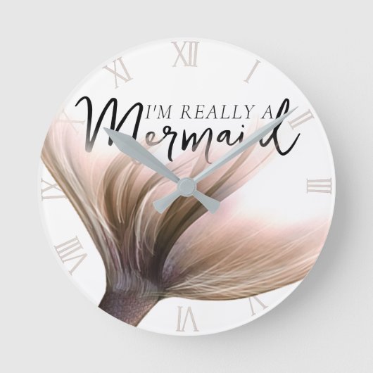 Kupfer-Mermaid-Schwanz | Ich bin wirklich ein Meer Runde Wanduhr (Vorderseite)