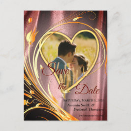 Kupfer/Messing-Satin und grafische Blume Ankündigungspostkarte