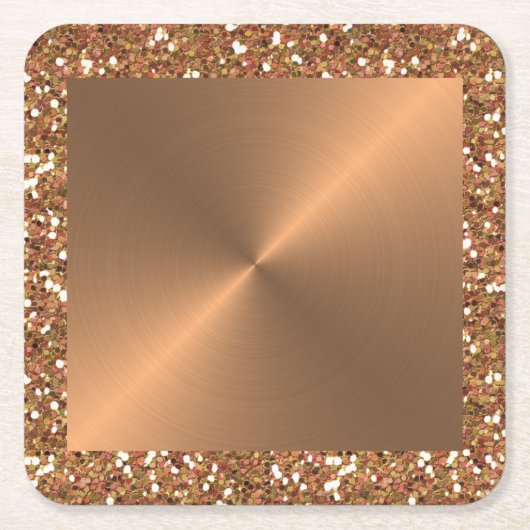 Kupfer Metal Look Circular Metallic Glitzer Glam Rechteckiger Pappuntersetzer (Vorderseite)