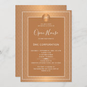 Kupfer Metallic Corporate Mit Monogramm Open House Einladung (Vorne/Hinten)