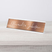 Kupfer Metallic Foil Modernes Business Schreibtischnamensplakette (Vorderseite )