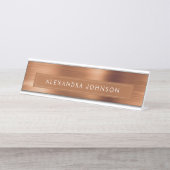 Kupfer Metallic Foil Modernes Business Schreibtischnamensplakette (Vorderseite )