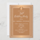Kupfer Metallic Mit Monogramm 50 Geburtstagsparty Einladung (Vorderseite)