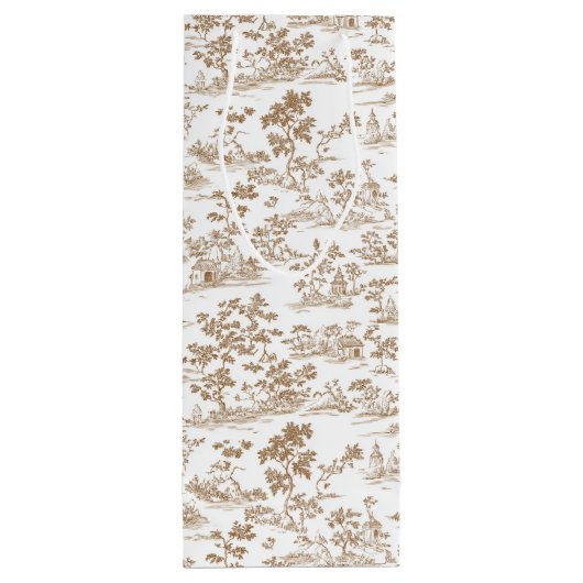 Kupfer/Mocha-Mousse-Toile Geschenktüte Für Weinflaschen (Rückseite)