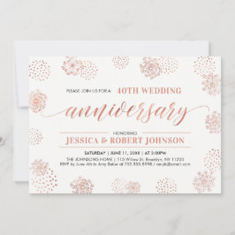 Kupfer | Modernes Blumenjubiläum 40. Hochzeit Einladung