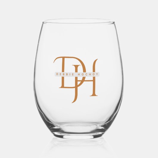 Kupfer Monogramm Minimalistisch Wein 16 oz Glas (Vorderseite)