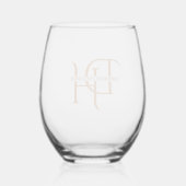 Kupfer Monogramm Minimalistisch Wein 16 oz Glas (Rückseite)