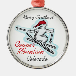 Kupfer Mountain Colorado Santa Skier-Ornament Ornament Aus Metall