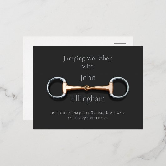 Kupfer Mouth Eggbutt Snaffle Bit Pferdeveranstaltu Folie Einladungspostkarte (Vorderseite/Rückseite)
