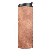 Kupfer-Oberfläche gebürstet, metallische Textur. Thermosbecher (Nach links gedreht)