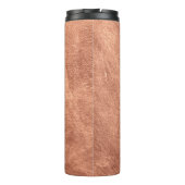 Kupfer-Oberfläche gebürstet, metallische Textur. Thermosbecher (Rückseite)