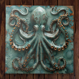 Kupfer Octopus Aquamarin Fliese