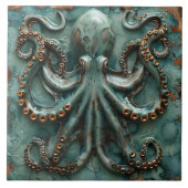 Kupfer-Oktopus Türkis Fliese (Vorderseite)
