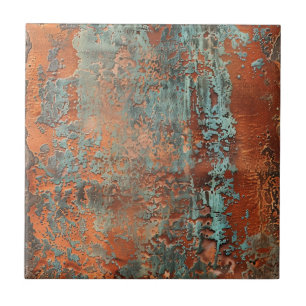 Kupfer-Patina-Metall-Optik Rustikal Fliese