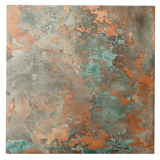 Kupfer Patina Metallic Rustikal Fliese (Vorderseite)