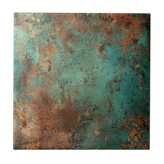 Kupfer Patina Metallic Rustikal Fliese (Vorderseite)
