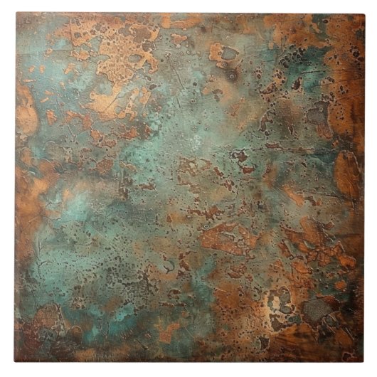 Kupfer Patina Metallic Rustikal Fliese (Vorderseite)