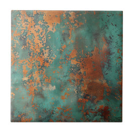 Kupfer Patina Metallic Rustikal Fliese
