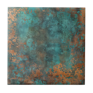 Kupfer Patina Metallic Rustikal Fliese