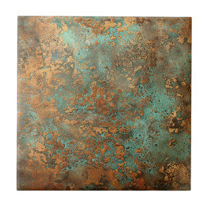 Kupfer Patina Metallic Rustikal Fliese