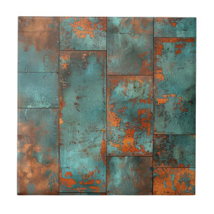 Kupfer-Patina mit distressed-Effekt Fliese