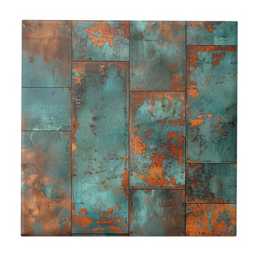 Kupfer-Patina mit distressed-Effekt Fliese (Vorderseite)