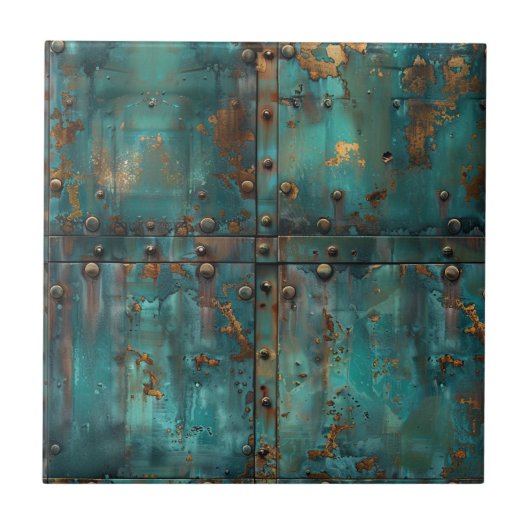 Kupfer-Patina mit distressed-Effekt  Fliese (Vorderseite)