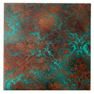 Kupfer Patina rostete Damask Fliese