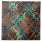 Kupfer Patina rostete Damask Fliese (Vorderseite)