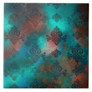 Kupfer Patina rostete Damask Fliese