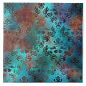 Kupfer Patina rostete Damask Fliese (Vorderseite)