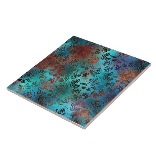 Kupfer Patina rostete Damask Fliese (Seite)