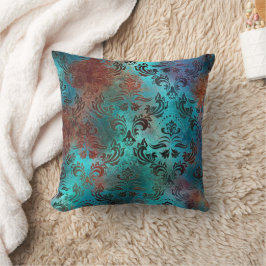 Kupfer Patina rostete Damask Kissen