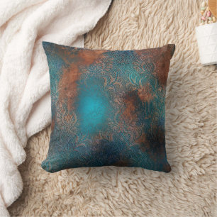 Kupfer Patina rostete Damask Kissen