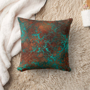 Kupfer Patina rostete Damask Kissen