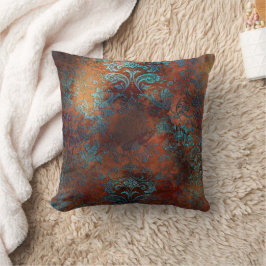 Kupfer Patina rostete Damask Kissen