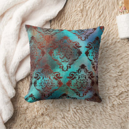 Kupfer Patina rostete Damask Kissen