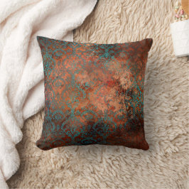 Kupfer Patina rostete Damask Kissen