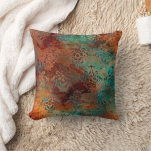 Kupfer Patina rostete Damask Kissen