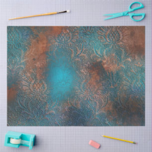 Kupfer Patina rostete Damask Seidenpapier