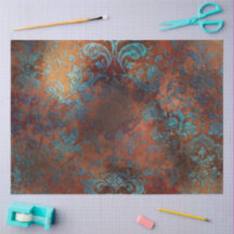 Kupfer Patina rostete Damask