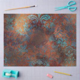 Kupfer Patina rostete Damask Seidenpapier